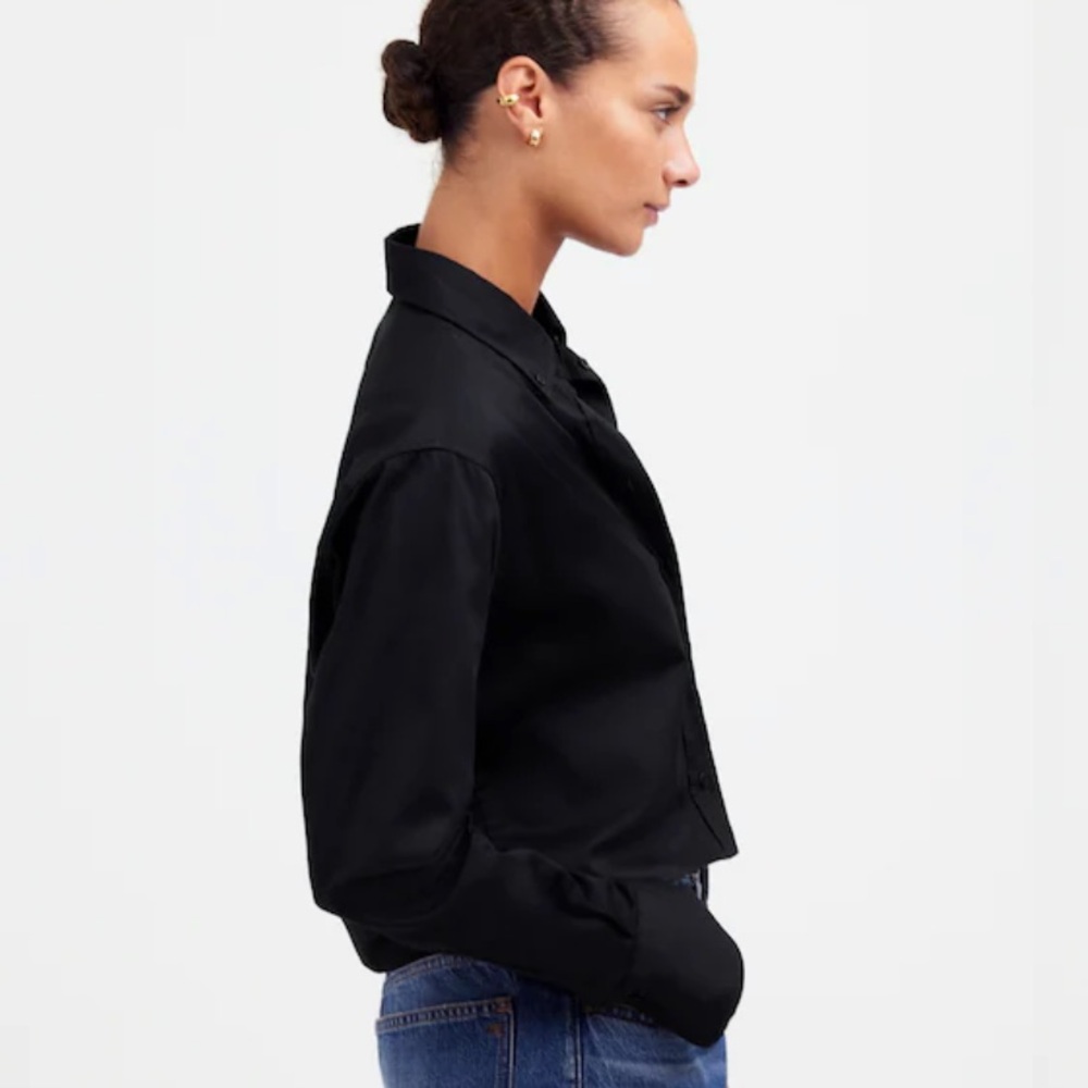 Madewell Black Cropped black button down blouse - Picture 3 of 7